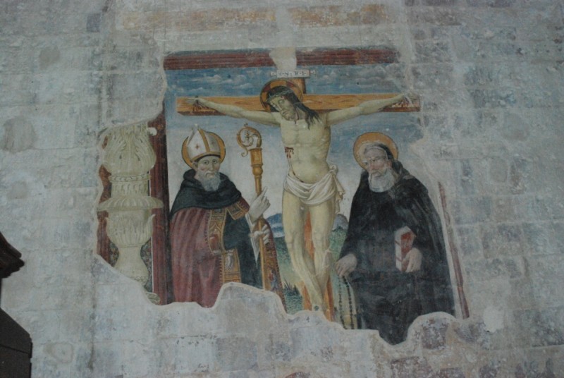 Giuseppe Maria Franciosi di Antrodoco (?): Felix (t.v.) og en augustiner foran krusifikset (1671), i klosteret San Felice ved Giano